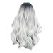 Wigs Human Hair Full Head Cover Ladies Gray Gradient High Temperature Silk Set Long Big Wave Curly In The Middle Part Dyeing Womens Wig