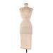 Shein Casual Dress - Bodycon Plunge Sleeveless: Tan Print Dresses - Women's Size Medium