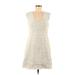 Vince Camuto Casual Dress - A-Line V-Neck Sleeveless: Ivory Solid Dresses - Women's Size 8