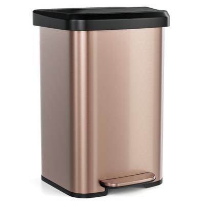 Costway 13.2 Gallon Step Trash Can with Soft Close Lid and Deodorizer Compartment-Golden