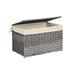 Storage Chest with Lid, Storage Trunk with Cotton Liner and Metal Frame, Storage Box Basket Decorative Bin for Bedroom-Brown