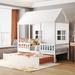 White Twin Size Wood House Bed with Twin Size Trundle Bed, Wooden Daybed