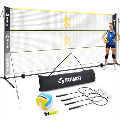 17FT Badminton Volleyball Combo Net Set , 5.1ft-7.4ft Adjustable Heigh