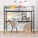 Kids Beds Metal Twin Loft Bed with Desk & Shelves