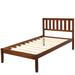 Twin Size Wood Platform Bed with Headboard/Wood Slat Support, Walnut