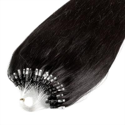 hair2heart - Microring Extensions Premium Echthaar #4/0 Mittelbraun 1g Haarextensions Schwarz Damen