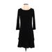 White House Black Market Casual Dress - A-Line Scoop Neck 3/4 sleeves: Black Print Dresses - Women's Size X-Small