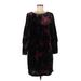 Ann Taylor Casual Dress - Shift: Black Floral Dresses - Women's Size 6