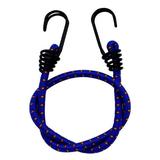 1PC Bold Survival Kit Heavy duty Elasticity Metal Hook Camping Luggage Packing Round Binding Elastic Rope Tent rope Luggage Belt Rope Bungee Cord BLUE