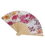 Vintage Bamboo Folding Hand Held Flower Fan Chinese Dance Party Pocket Gifts Tissue Paper Flowers Decorations Wedding Fans Rainbow Tissue Paper Garland Honeycomb Decorations Honeycomb Balls Space