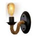 Retro LED Hemp Rope Wall Lamp Creative Bedside Lamp Metal Indoor Lighting Home Fixtures Sconce Light for Aisle Bedroom Bedside (Bulb Not Included)