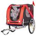 Outdoor Bike Trailer Bike Dog Trailer with 2 Wheels Heavy Duty Foldable Utility Pet Carriers with 3 Doors and 2 Mesh Windows & Reflectors Suitable for Small Medium Pet Supports up to 44lbs Red