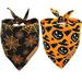 Realeaf Halloween Dog Bandanas 2 Pack Pumpkin and Spider Web Bibs Triangle Reversible Fall Pet Scarf Multiple Sizes Offered Premium Durable Fabric Adjustable Fit