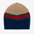 Gucci Blue & Beige Wool Knit Beanie Hat