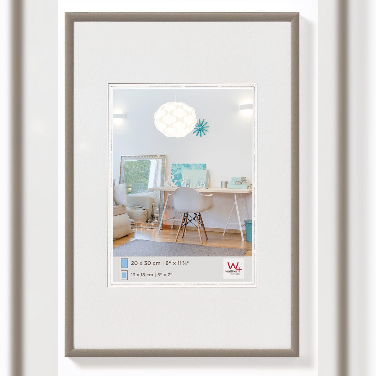 walther + design Lifestyle Kunststoff Bilderrahmen 29,7x42 cm, STAHL Image