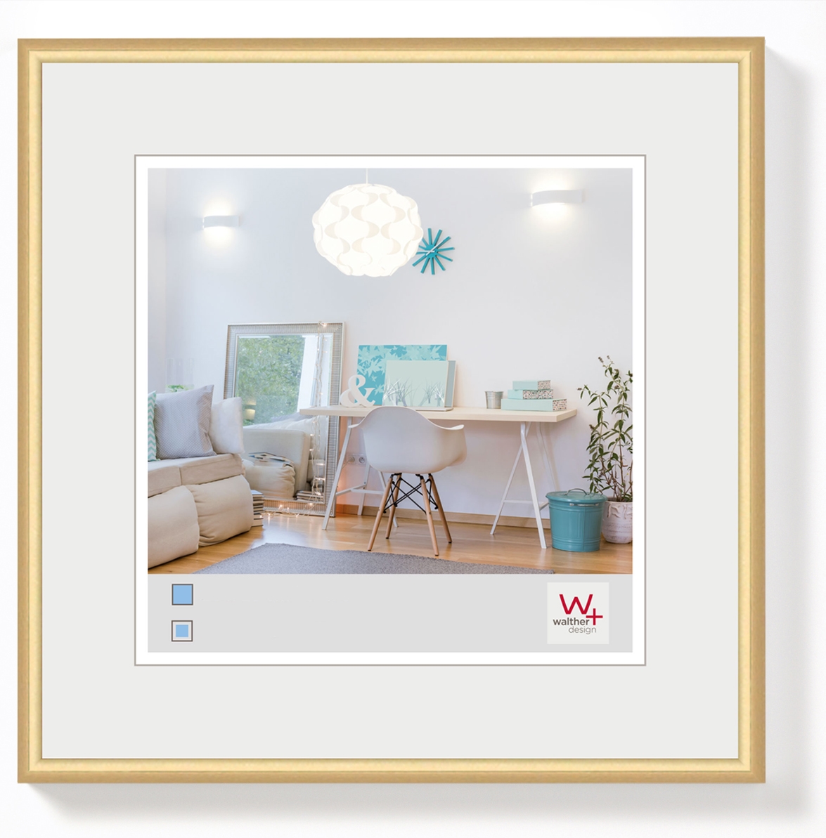 walther + design Lifestyle Kunststoff Bilderrahmen 15x15 cm GOLD Image