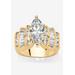 Women's Gold-Plated Marquise Cut Step Top Engagement Ring Cubic Zirconia by PalmBeach Jewelry in Gold (Size 12)