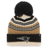 Women's '47 Natural New England Patriots Barista Cuffed Knit Hat with Pom