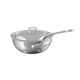 Mauviel 1830 M'Cook 5-Ply Polished Stainless Steel Splayed Curved Saute Pan with Lid, and Cast Stainless Steel Handle, 3.4-qt, Made in France