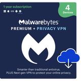 Malwarebytes Premium Antivirus with Privacy VPN (4 Devices for 1 Year) 850016168221
