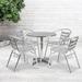 George Oliver Johannette Round Aluminum Indoor-Outdoor Restaurant Dining Table Set w/ 4 Slat Back Chairs Metal in Gray | 23.5 W x 23.5 D in | Wayfair