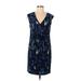 Donna Morgan Casual Dress - Sheath V Neck Short sleeves: Blue Dresses - Women's Size 6 Petite