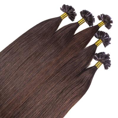 hair2heart Bonding Extensions Premium Echthaar #5/0 Hellbraun 0,8g 60cm Schwarz Damen