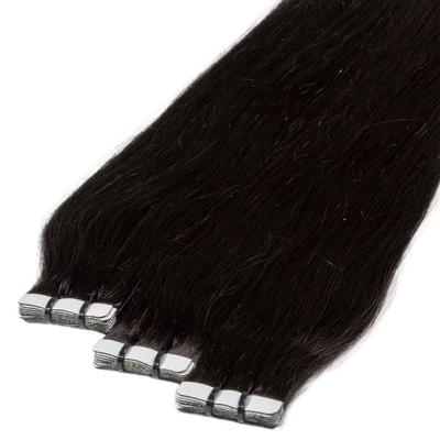 hair2heart Tape Extensions Premium Echthaar #4/0 dunkelbraun 50cm Schwarz Damen