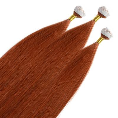 hair2heart Mini Tape Extensions Premium Echthaar #8/43 Hellblond Rot-Gold 40cm Braun Damen