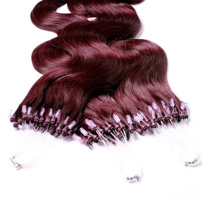 hair2heart Microring Extensions Echthaar #55/66 Hellbraun Intensiv Violett-Intensiv 0.5g 60cm Schwarz Damen