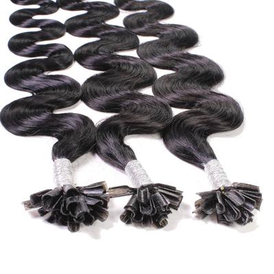 hair2heart Bonding Extensions Echthaar #4/0 Mittelbraun 0.5g 60cm Schwarz Damen Image