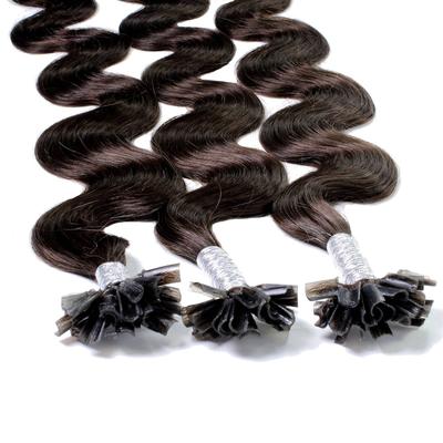 hair2heart Bonding Extensions Echthaar #5/0 Hellbraun 0.5g 40cm Schwarz Damen