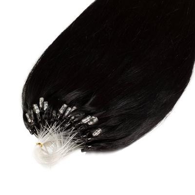 hair2heart - Microring Extensions Premium Echthaar #2/0 Schwarz 1g Haarextensions Schwarz Damen