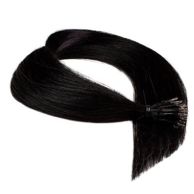 hair2heart - Nanoring Extensions Premium Echthaar #2/0 Schwarz 0,8g Haarextensions Schwarz Damen