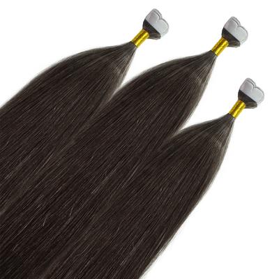 hair2heart - Mini Tape Extensions Premium Echthaar #6/0 Dunkelblond Haarextensions 12 ct Schwarz Damen