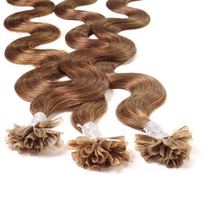 hair2heart - Bonding Extensions Echthaar #8/03 Hellblond Natur-Gold 0.5g Haarextensions 25 ct Braun Damen