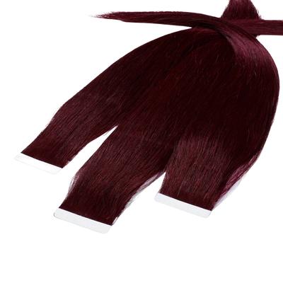 hair2heart Tape Extensions Echthaar #55/66 Hellbraun Intensiv Violett-Intensiv 60cm Schwarz Damen