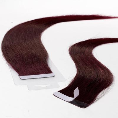 hair2heart - Tape Extensions Echthaar #55/66 Hellbraun Intensiv Violett-Intensiv Haarextensions 10 ct Schwarz Damen