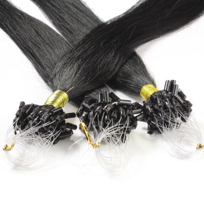 hair2heart Microring Extensions Echthaar #2/0 Schwarz 0.5g 60cm Damen Image