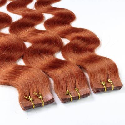 hair2heart Tape Extensions Echthaar #8/43 Hellblond Rot-Gold 40cm Braun Damen Image