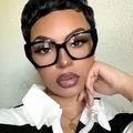 New Retro Black Glasses for Women Oversized Square Anti Blue Light Computer Eyeglasses Female Brand