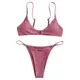 Maillot de bain deux pièces Sexy pour femmes ensemble Bikini dos nu String côtelé rembourré