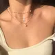 Collier pendentif en cristal à motif papillon chaîne de perles de clavicule collier multicouche