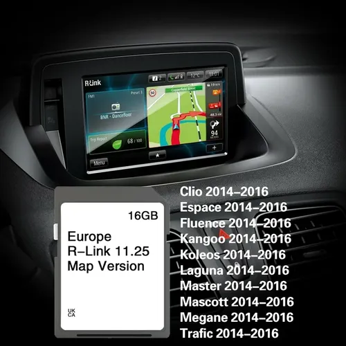 Pour Renault Megane Laguna Kangoo Carminat r-link 11.25 carte SD Sat Nav 16GB Europe UK 2024 carte