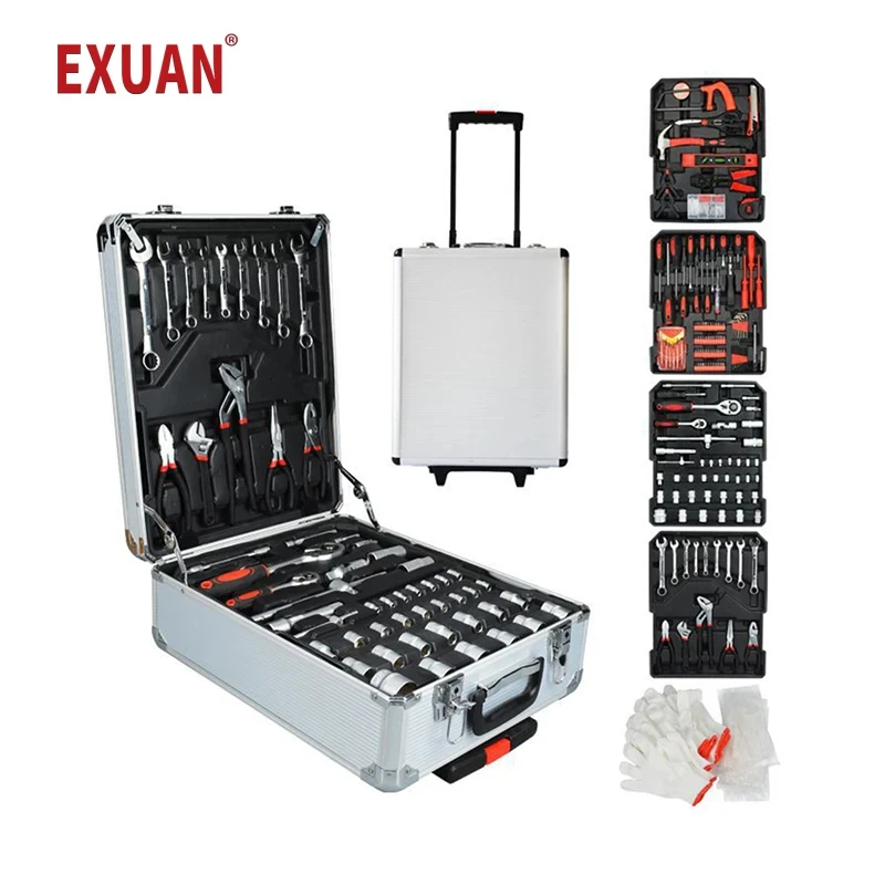Kit d'outils de réparation de voiture professionnel, boîte à outils automobile, ensemble d'outils multifonctions BLOinvite, boîte à outils automatique traînable, 499 pièces