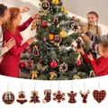 Ornements de confrontation ronds en bois de Noël avec nœud papillon décoration d'arbre de Noël