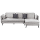 Ecksofa Hellgrau Samt L-Förmig 3-Sitzer Sofa Linksseitig mit Losen Kissen Schwarzen Metallfüßen Modern Wohnzimmer Wohnecke Sitzecke Möbel