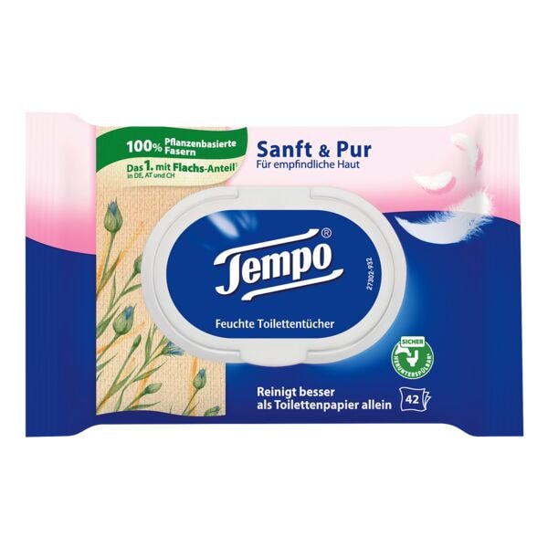 Tempo Feuchtes Toilettenpapier »Sanft & Pur« 42 Blatt weiß Image