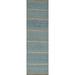 Light Blue Striped Moroccan Modern Runner Rug Hand-Knotted Wool Carpet - 3'0"x 15'8"