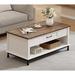 WAMPAT Farmhouse Coffee Table Set of 3 , 1 Large Rectangle Center Coffee Table , 2 End Side Tables with Charging Station